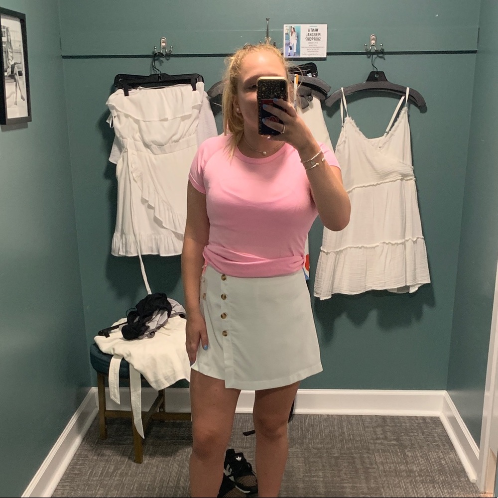White Button Skort